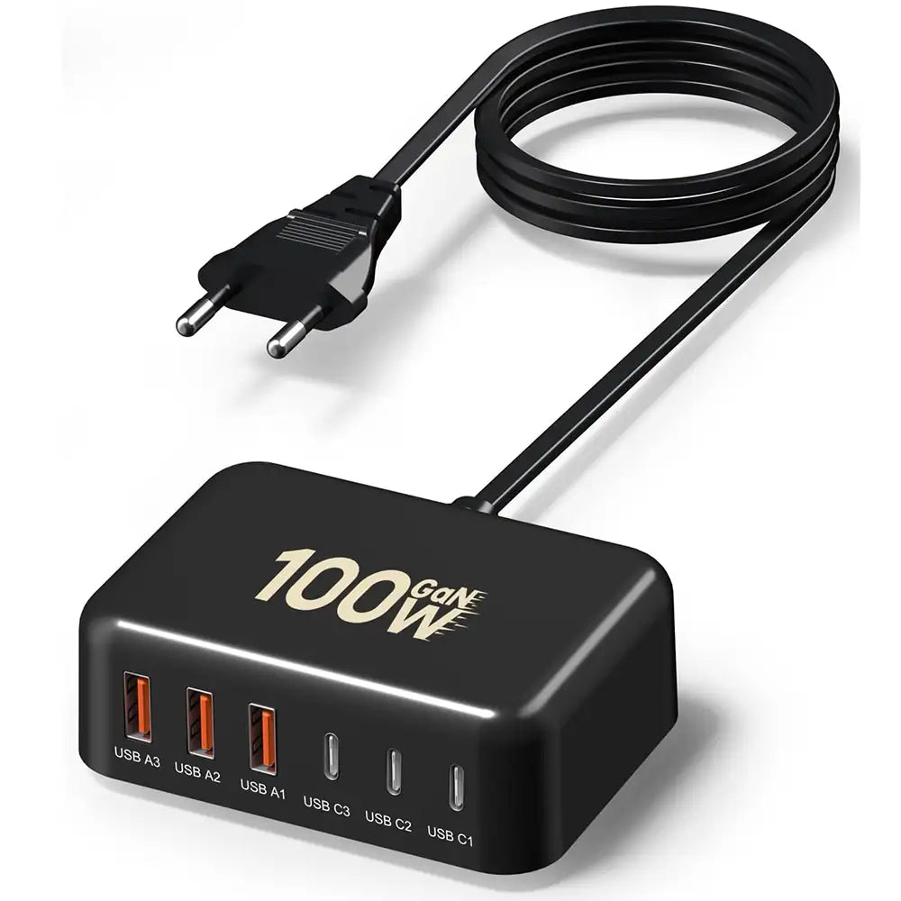 USB + USB C Ladestation Schnellladen 6 Ports 100w Adapter