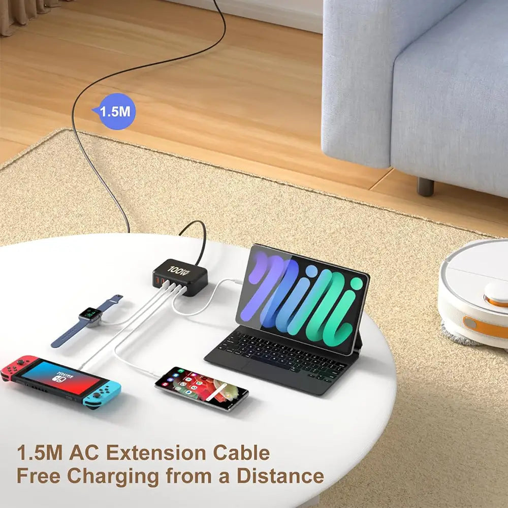 USB + USB C Ladestation Schnellladen 6 Ports 100w Adapter