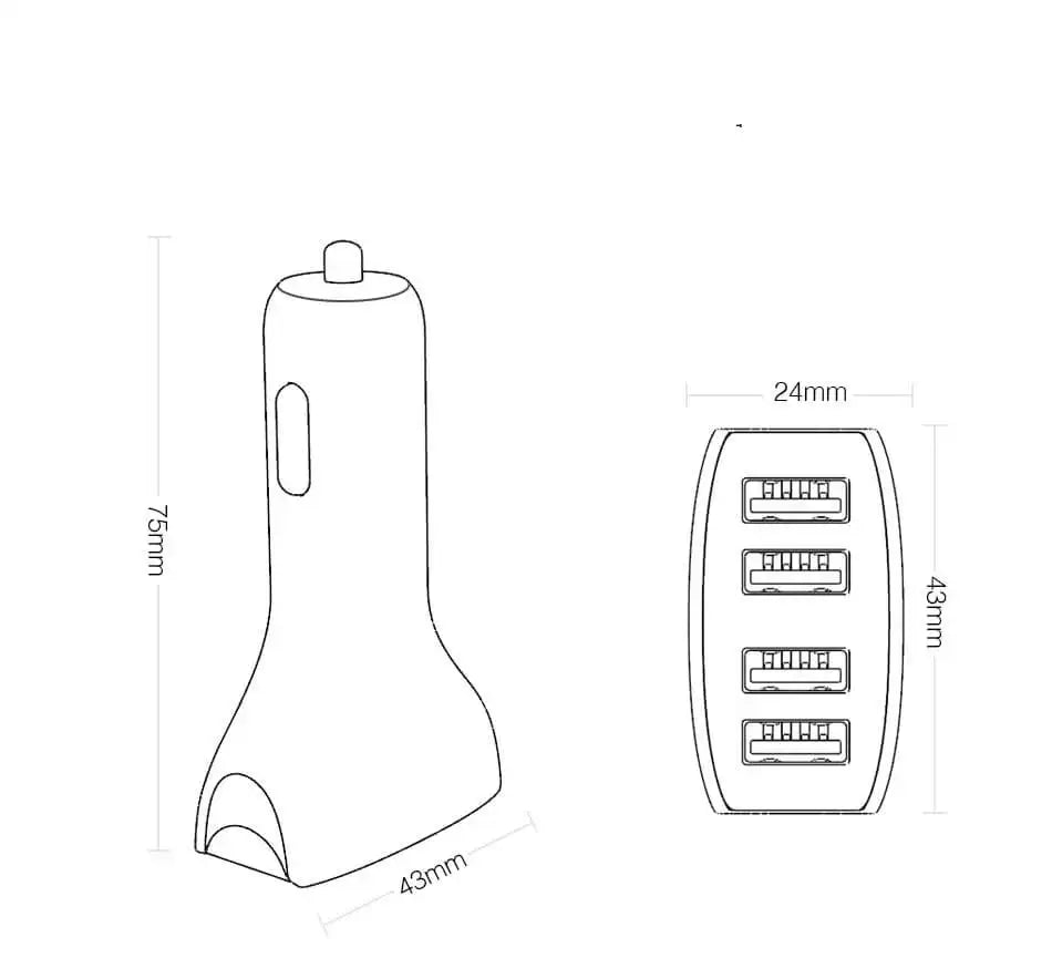 USB Quick Charge Adapter fuer Auto Zigarettenanzuender groesse