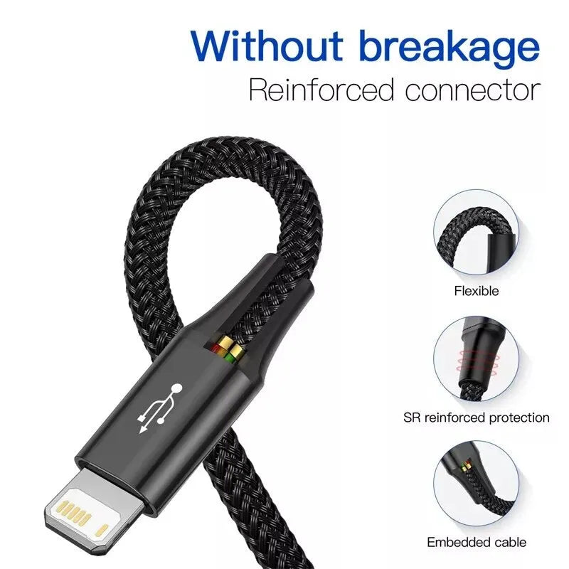 3 in 1 USB Kabel Quick Charge USB-C iPhone Micro-USB Ladekabel USB Anschluss Schnell Laden Android Samsung Huawei Apple