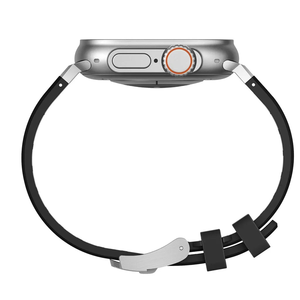 Appe Watch Silikon Armband Schwarz Poly seitlich