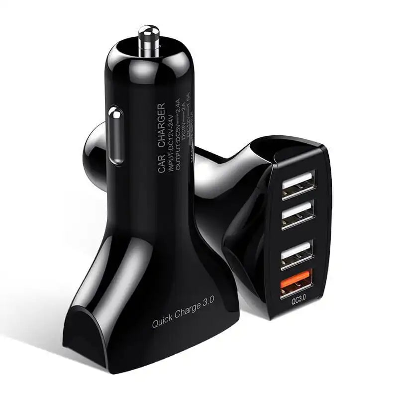 USB Quick Charge Adapter fuer Auto Zigarettenanzuender in schwarz