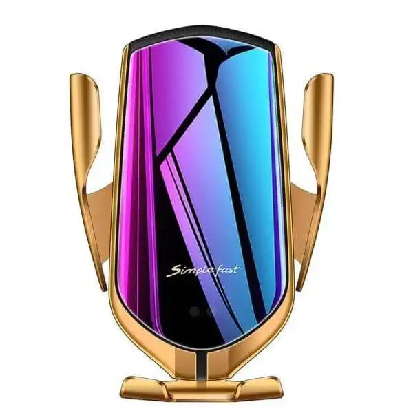 Induktive Ladestation und Handyhalterung fuer Auto in gold