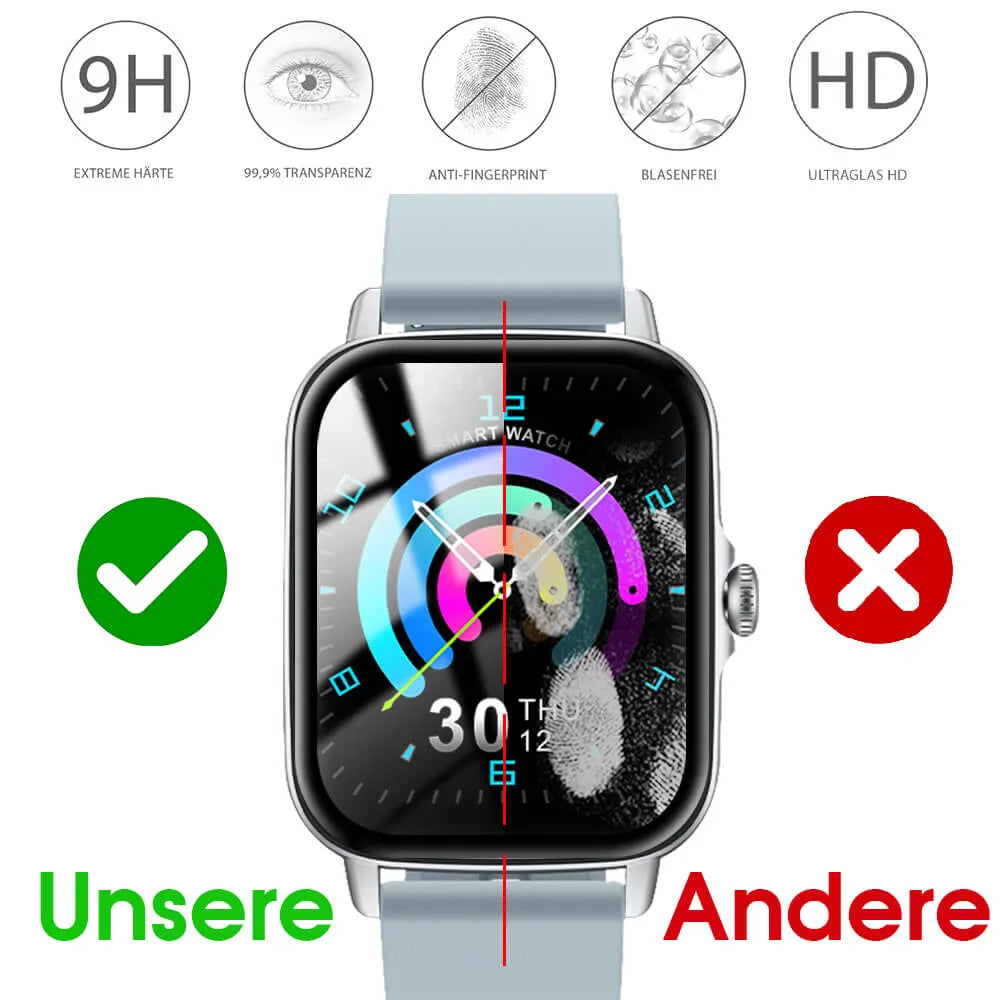 Panzerglas Displayschutzfolie 4 Stk. für Smartwatch Pireware® Elegance 4