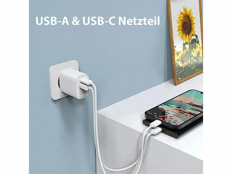 USB Adapter USB-C + USB Schnellladen 2 Ports reVolt Quick Charge