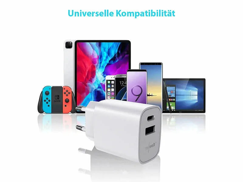 USB Adapter USB-C + USB Schnellladen 2 Ports reVolt Quick Charge