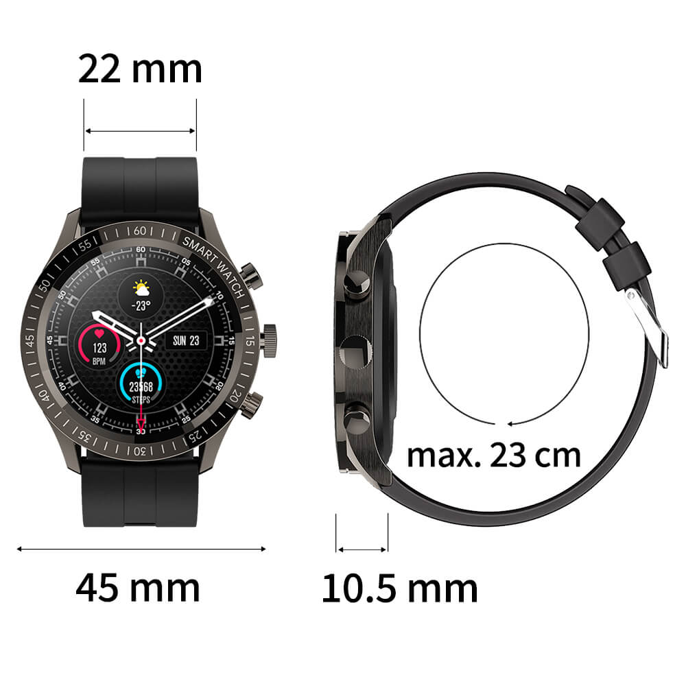 Größe der Smartwatch 45 mm