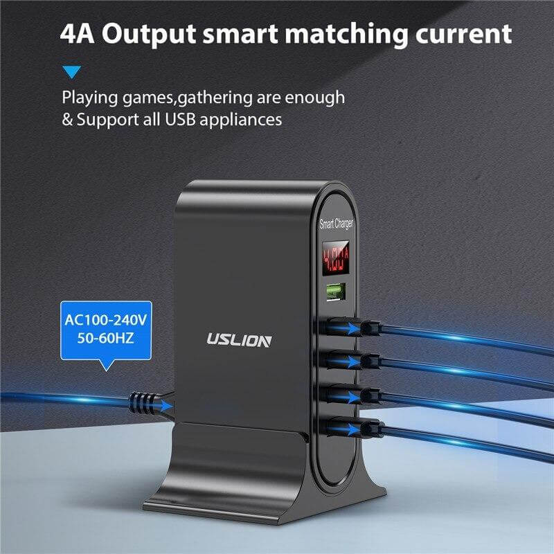 USB quick charge Adapter mit 5 Anschluessen fuer alle Geraete