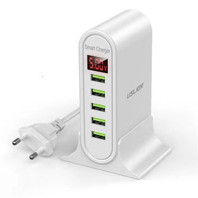 5 Port USB Stecker fuer schnelles Laden weiss