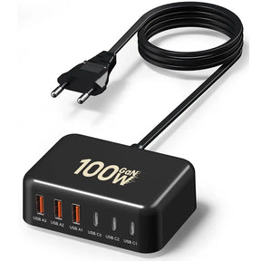 USB + USB C Ladestation Schnellladen 6 Ports 100w Adapter