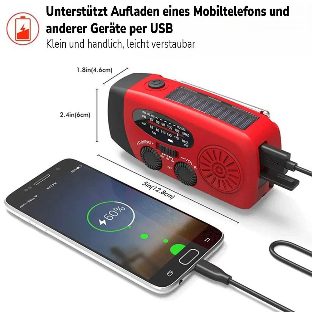 Notfall-Kurbelradio mit Solar & Powerbank