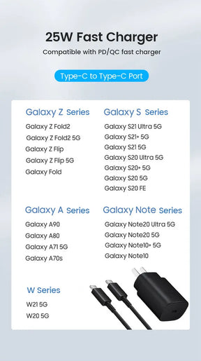 USB-C Ladekabel Schnell Laden für Samsung Galaxy S22 S21 S20 Note 20 10 A90 Typ C Ladegerät Schnelles Aufladen mit USB C auf Typ C Kabel