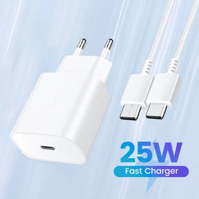 25W USB-C Ladegerät Steckdosen Adapter für Samsung Galaxy S22 S21 S20 Note 20 10 A90 Typ C Schnelles Aufladen mit USB C auf Typ C Kabel