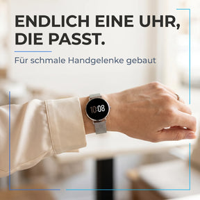 Endlich eine Uhr, die passt – Amory 5 Mini an einem schmalen Handgelenk