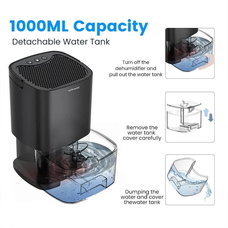 Elektrischer Luftentfeuchter 1000ML, Ultra Leise