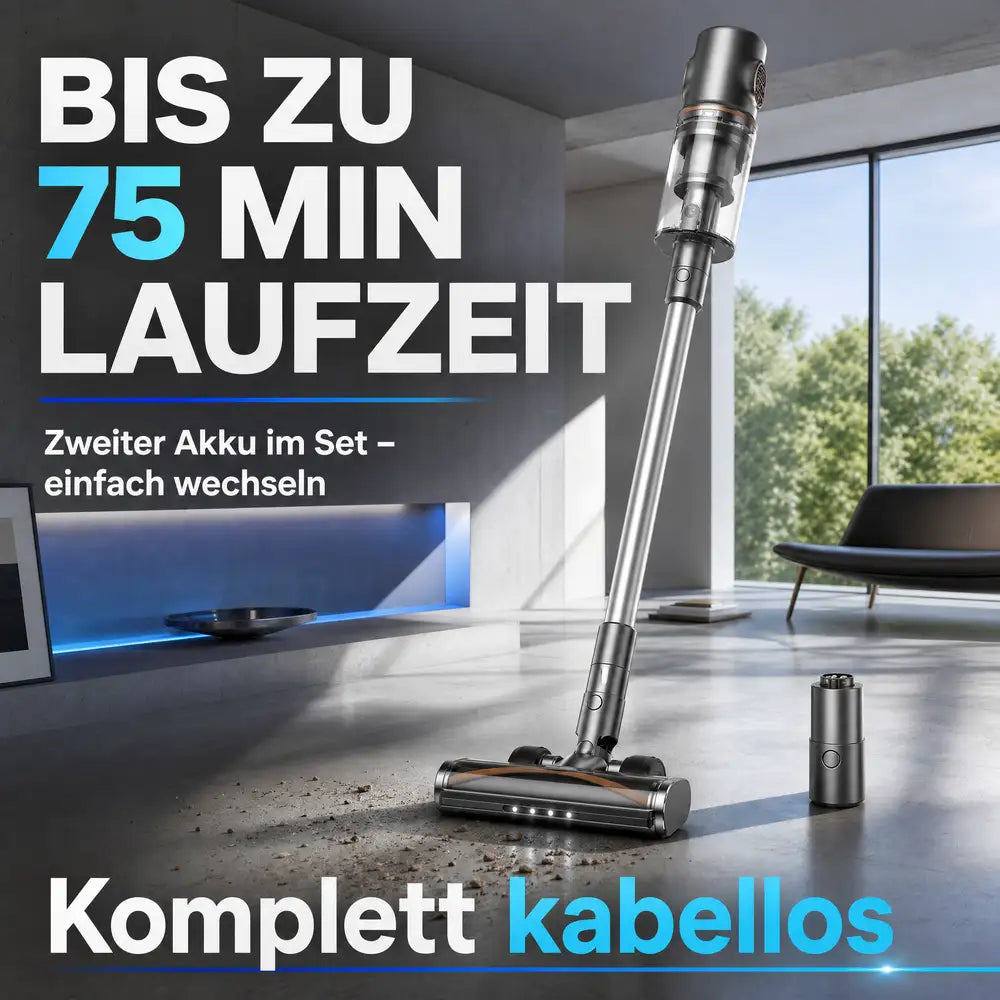 Pireware® Novax - Kabelloser Akku Staubsauger Beutellos