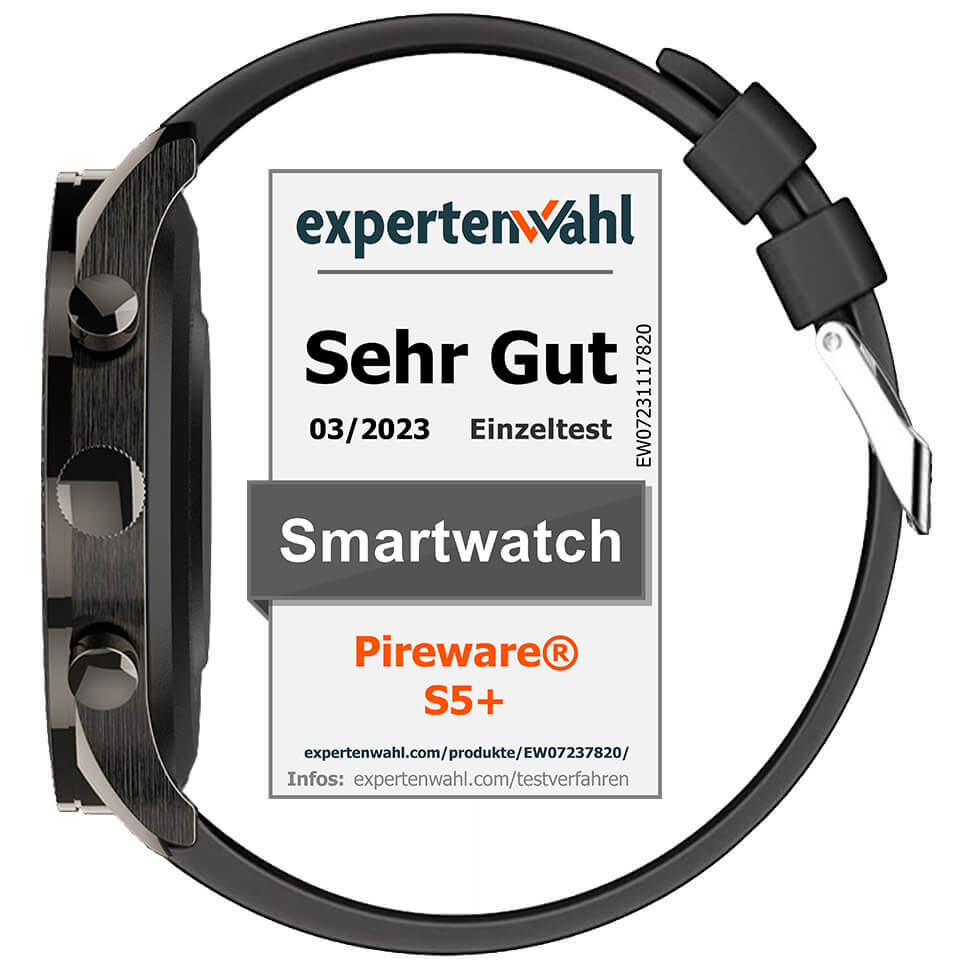 Smartwatch Herren Matt Schwarz seitlich Test Sehr gut