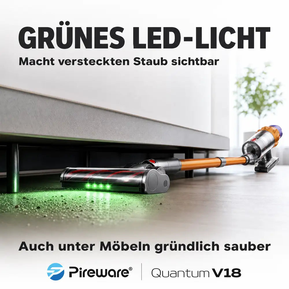 Pireware® Quantum V18 - Kabelloser Akku Staubsauger Beutellos