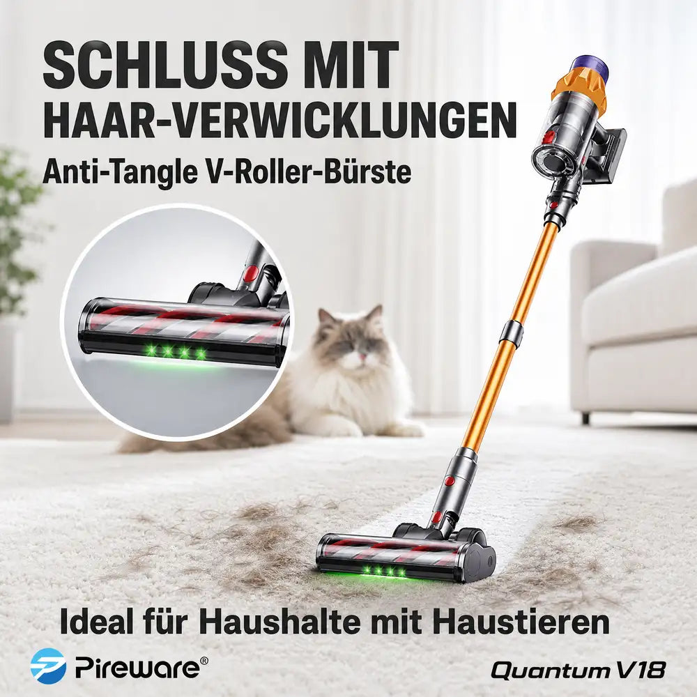 Pireware® Quantum V18 - Kabelloser Akku Staubsauger Beutellos