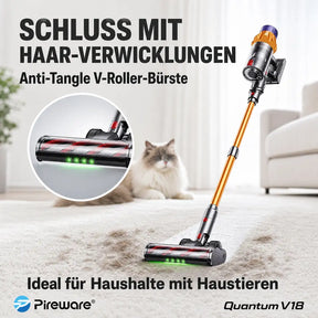 Pireware® Quantum V18 - Kabelloser Akku Staubsauger Beutellos
