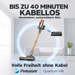 Pireware® Quantum V18 - Kabelloser Akku Staubsauger Beutellos