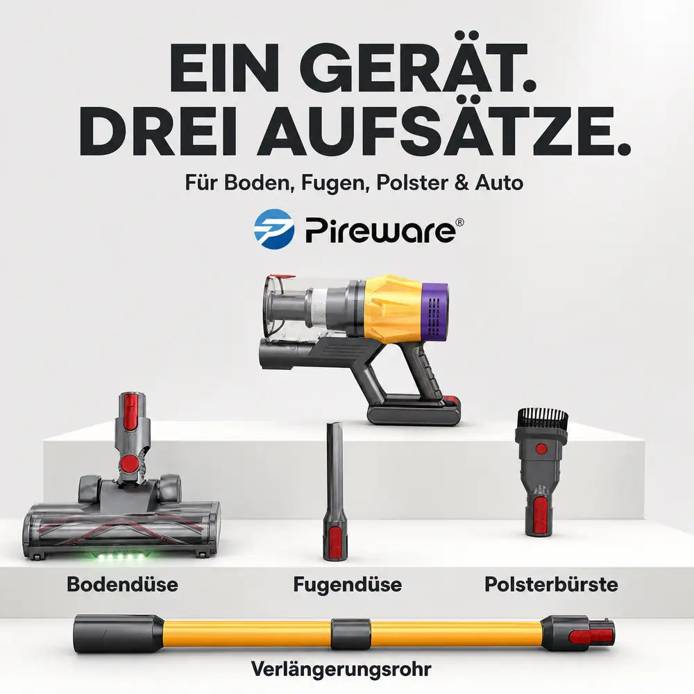 Pireware® Quantum V18 - Kabelloser Akku Staubsauger Beutellos