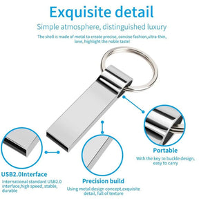 kleiner wasserdichter USB 2.0 Stick in verschiedenen Kapazitaeten in silber