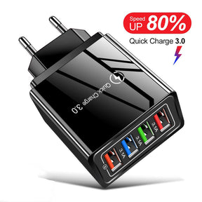 USB Adapter Schnellladen 4 Ports Quick Charge 3.0