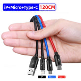 3 in 1 USB Kabel Quick Charge USB-C iPhone Micro-USB Ladekabel USB Anschluss Schnell Laden Android Samsung Huawei Apple