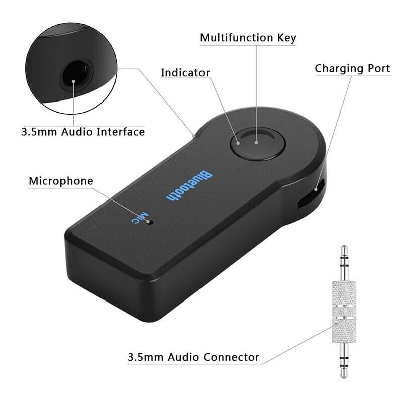Bluetooth Audio Adapter Musik Adapter AUX Kabel Auto 3.5mm Klinke USB  Empfänger