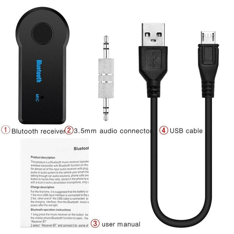 Bluetooth Audio Adapter KFZ Receiver AUX Kabel Auto Klinke 3.5mm