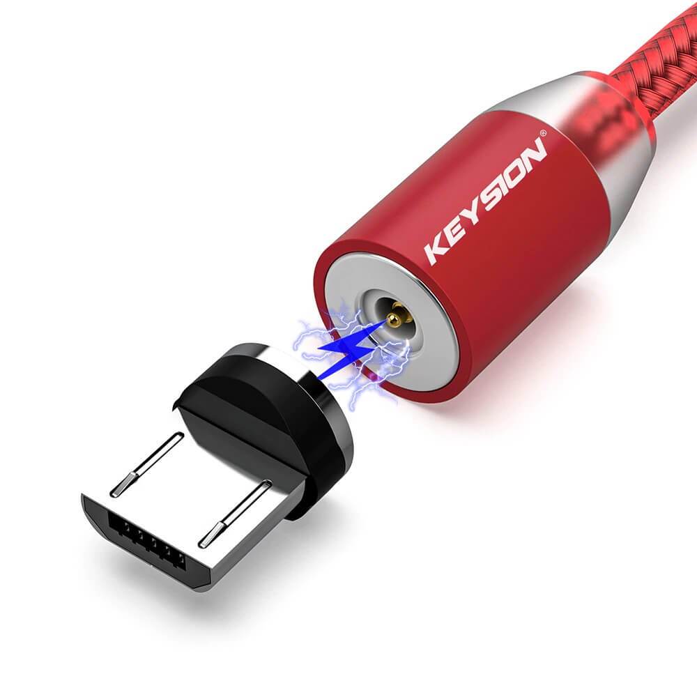 Magnetisches Ladekabel fuer Micro USB in rot