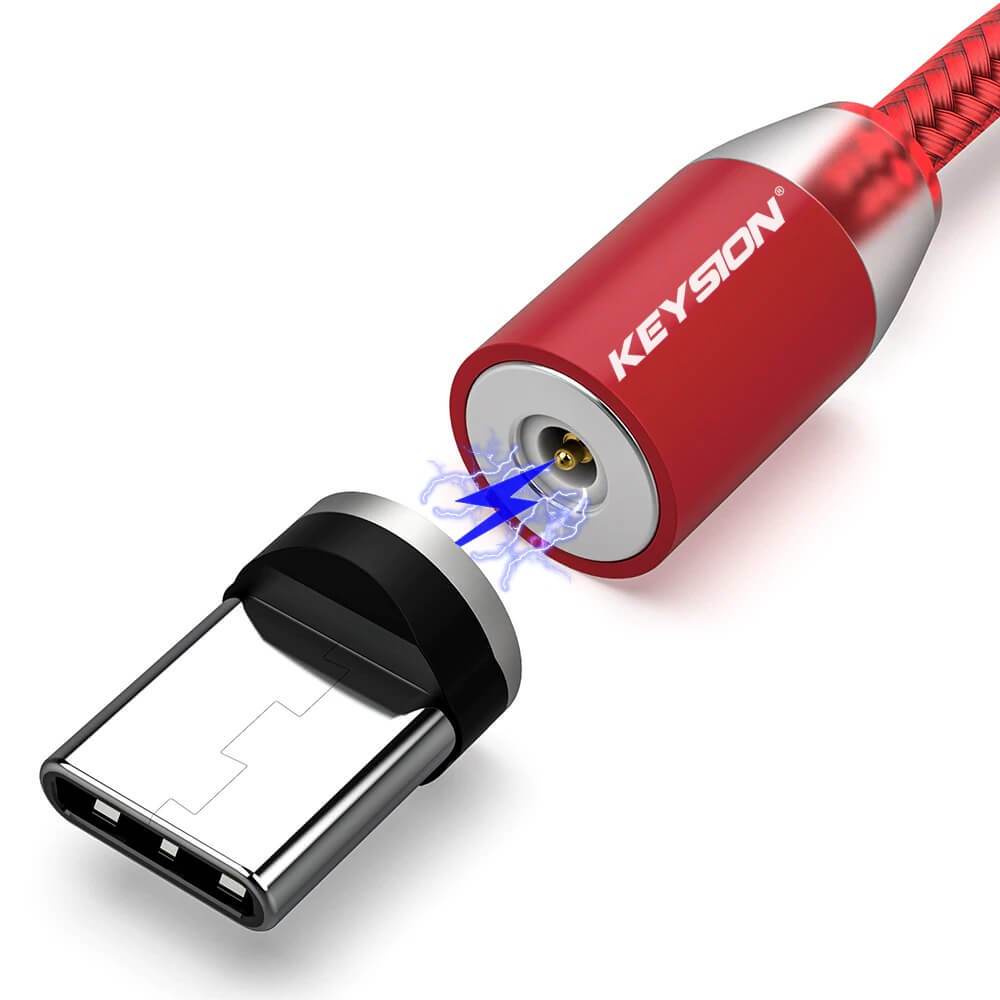 Magnetisches Ladekabel fuer USB C / Type C in rot