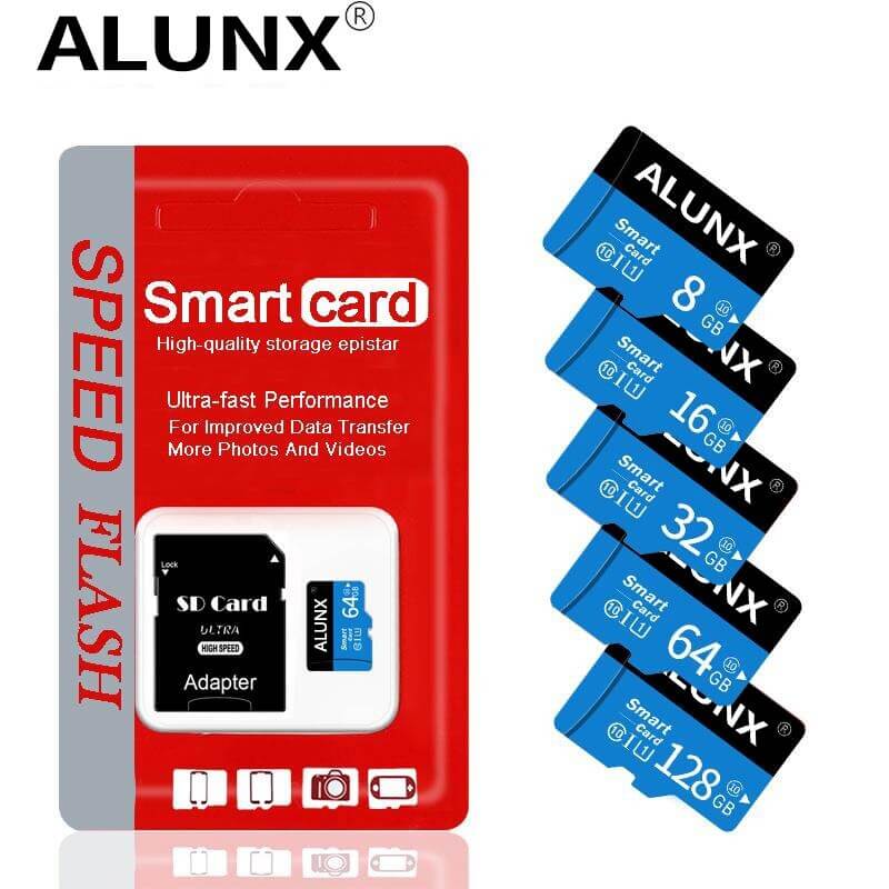 Micro SD Speicherkarte mit SD Karten Adapter mit verschiedenen Speicherkapazitaeten von 8GB bis 256GB