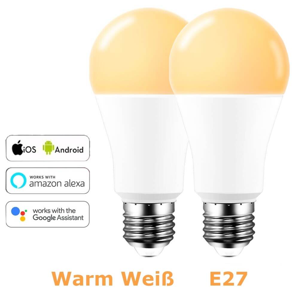Smarte Glühbirne Warm Weiss Alexa 2 Stueck
