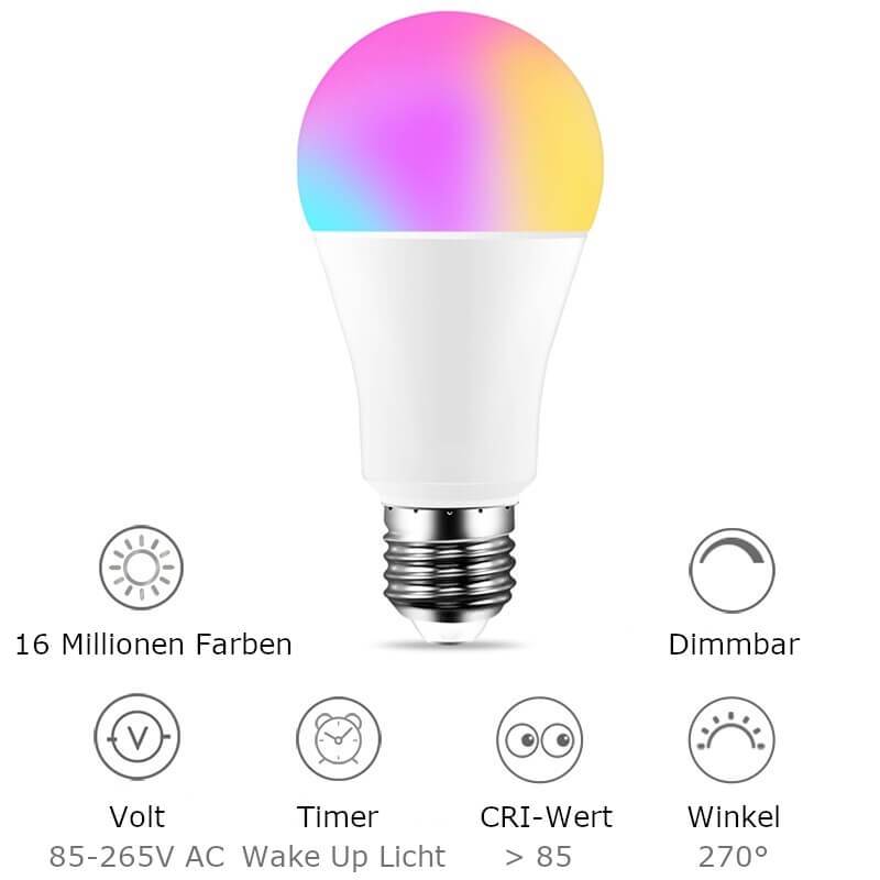 Smarte Glühbirne Alexa Google Home Funktionen