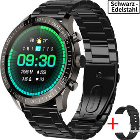Smartwatch Herren Schwarz Edelstahl Armband Bluetooth