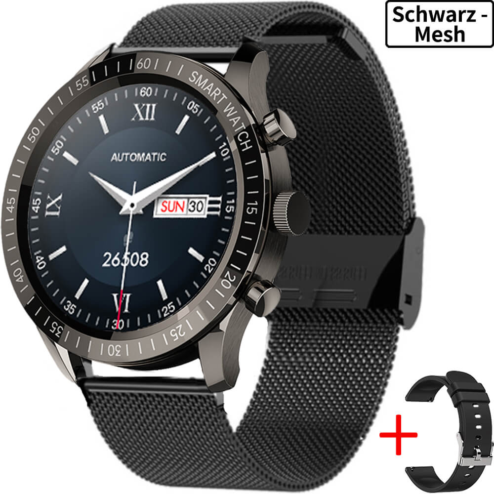 Smartwatch Herren Schwarz Mesh Gitternetz Armband Bluetooth