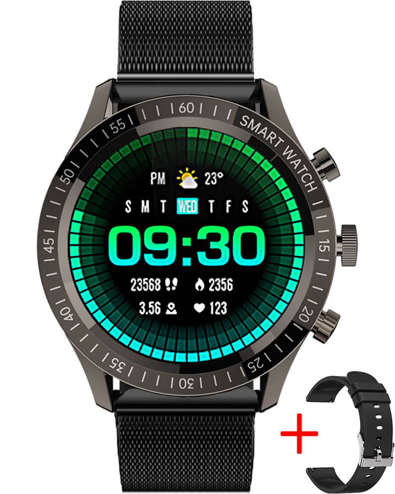 Smartwatch Herren Schwarz Mesh Gitternetz Armband Bluetooth