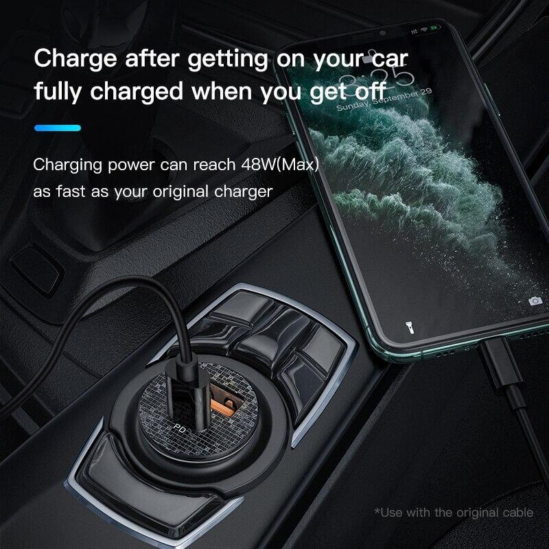 USB Quick Charge Adapter fuer alle Fahrzeuge Zigarettenanzuender um Handy im Auto zu laden