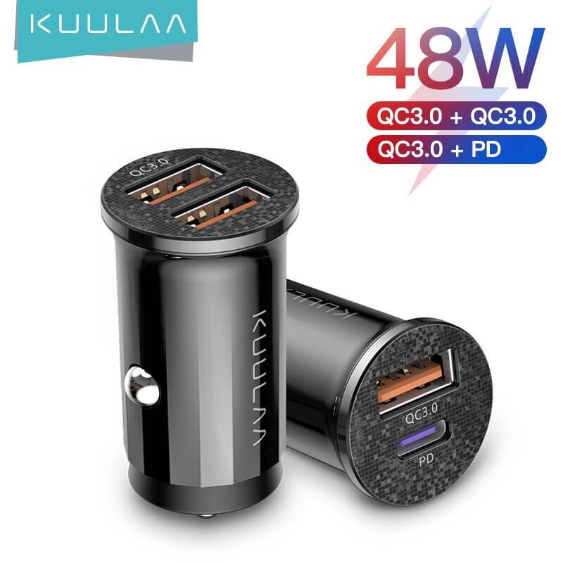 USB Quick Charge Adapter fuer Auto Zigarettenanzuender 2 Port mini Format